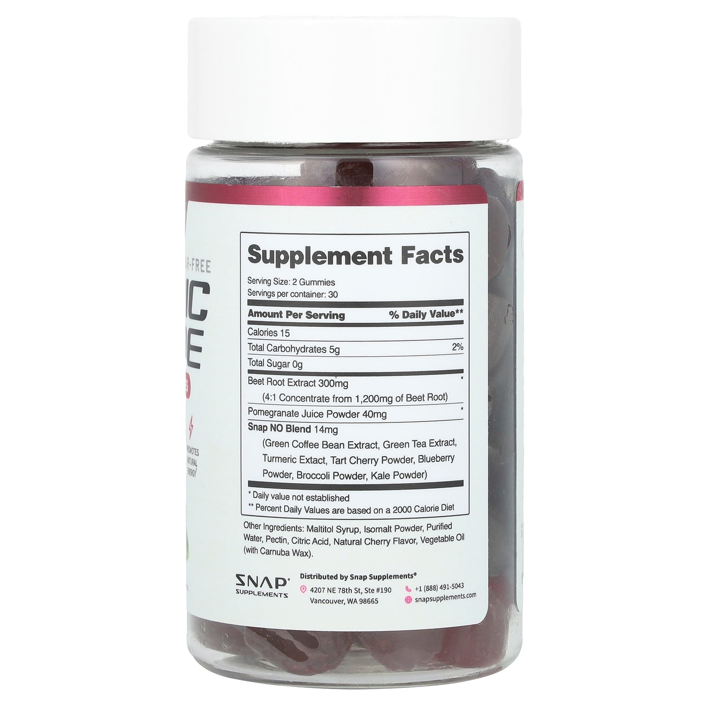 Snap Supplements, Nitric Oxide Gummies, Cherry, Sugar-Free, 60 Gummies