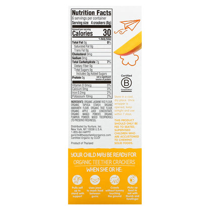 Happy Family Organics, Happy Baby, Organic Teether Crackers, Mango & Pumpkin with Amaranth, 12 Packs, 0.14 oz (4 g) Each