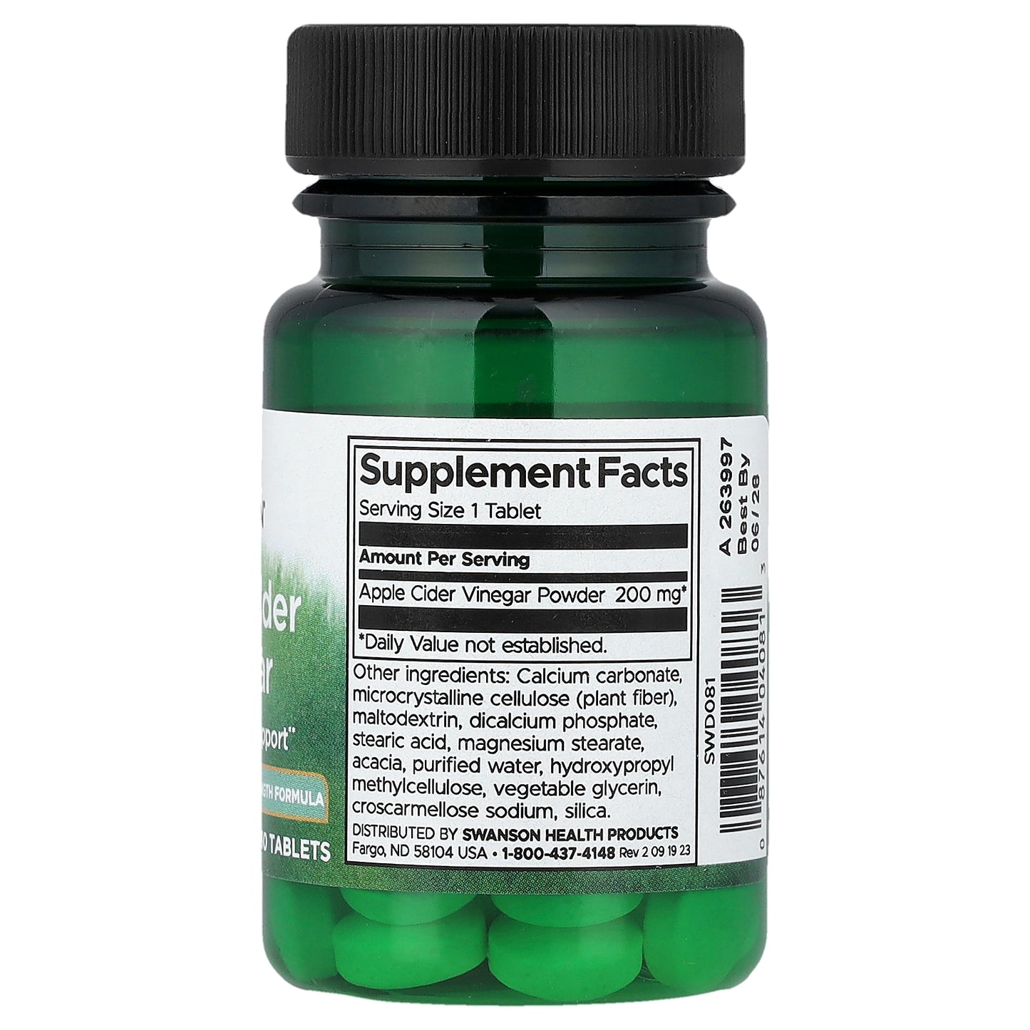 Swanson, Apple Cider Vinegar, 200 mg , 30 Tablets