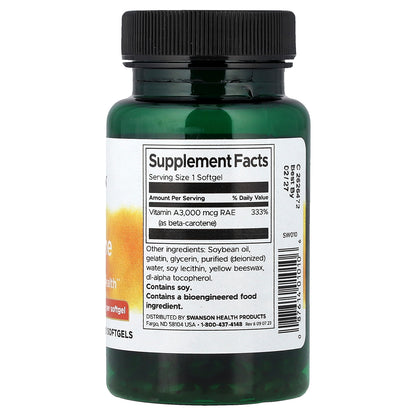 Swanson, Beta Carotene, 3,000 mcg RAE (10,000 IU), 250 Softgels