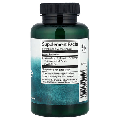 Swanson, L-Lysine, 90 Vegan Capsules (500 mg per Capsule)