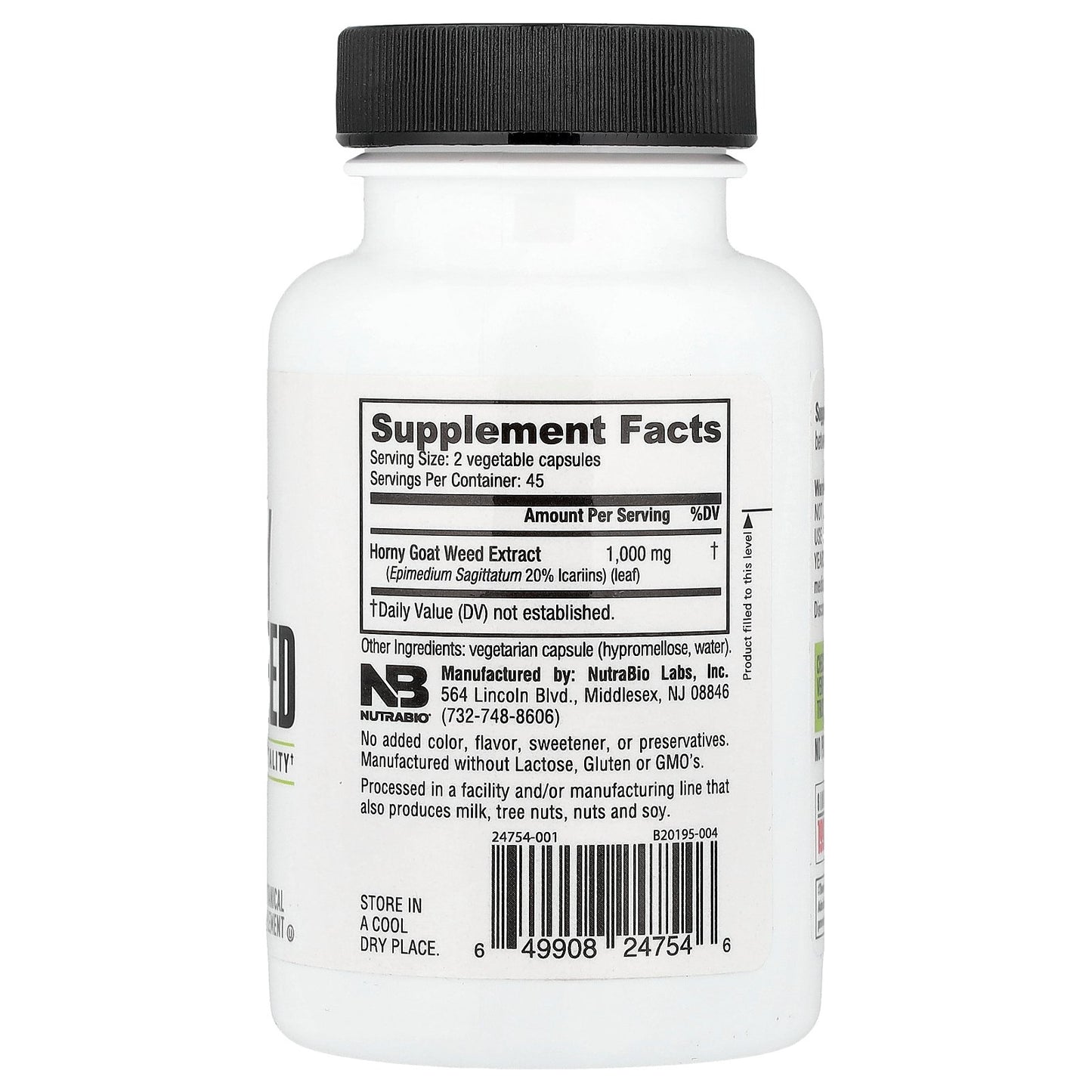 NutraBio, Horny Goat Weed, 90 Capsules (500 mg per Capsule)