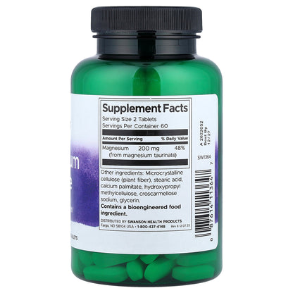 Swanson, Magnesium Taurate, 120 tablets (100 mg per Tablet)