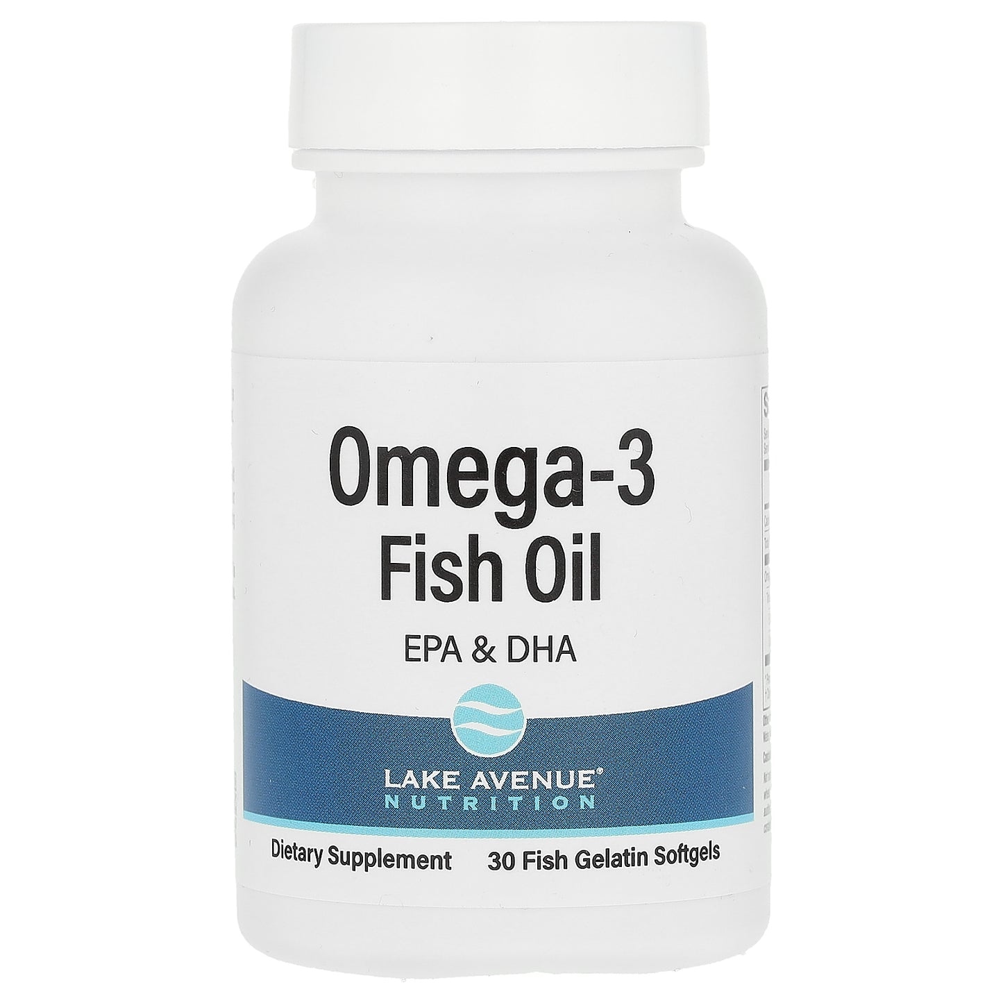 Lake Avenue Nutrition, Omega-3 Fish Oil, 30 Fish Gelatin Softgels (1,250 mg per Softgel)