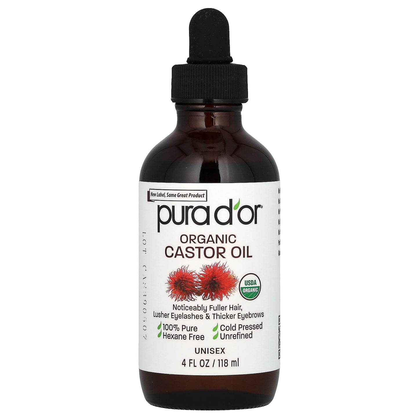 Pura D'or, Organic Castor Oil, 4 fl oz (118 ml)