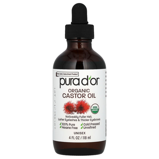 Pura D'or, Organic Castor Oil, 4 fl oz (118 ml)