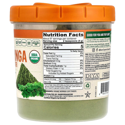 BareOrganics, Organic Moringa Leaf Powder, 8 oz (227 g)