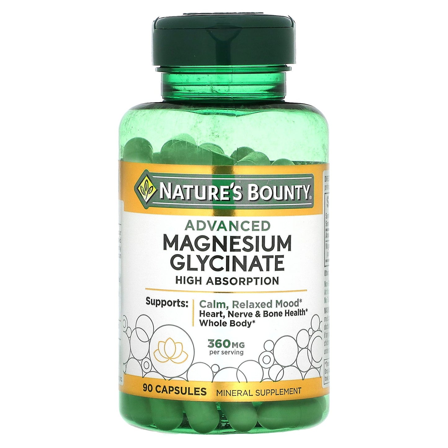 Nature's Bounty, Advanced Magnesium Glycinate, High Absorption, 90 Capsules (120 mg per Capsule)
