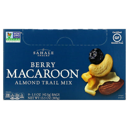 Sahale Snacks, Almond Trail Mix, Berry Macaroon, 9 Packs, 1.5 oz (42.5 g) Each