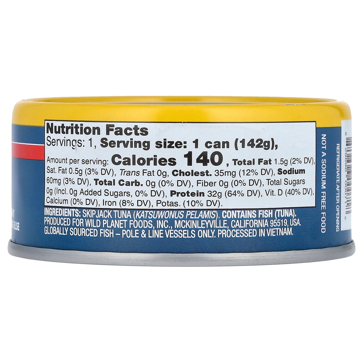 Wild Planet, Skipjack Wild Tuna, No Salt Added, 5 oz (142 g)