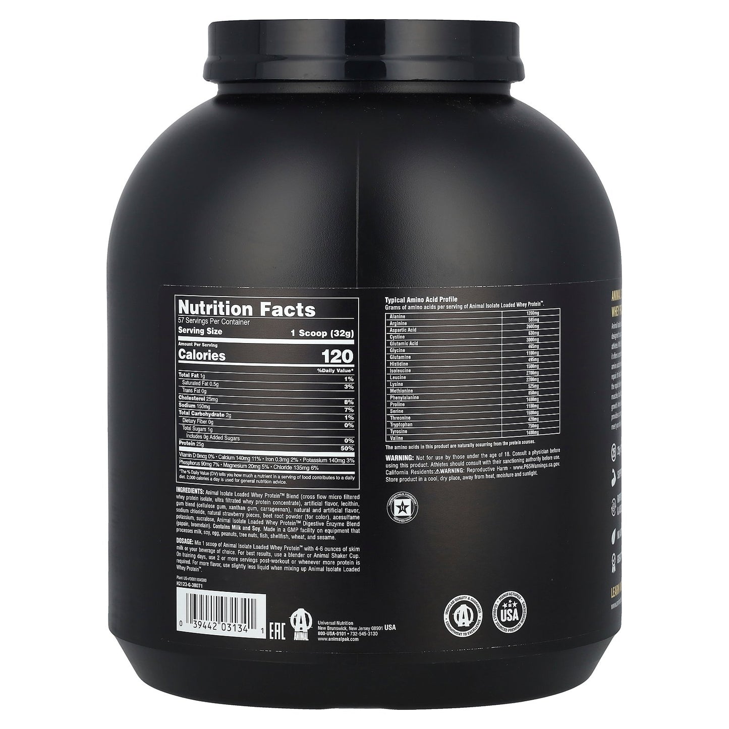 Animal, Isolate Loaded Whey Protein Powder, Strawberry, 4 lb (1.81 kg)