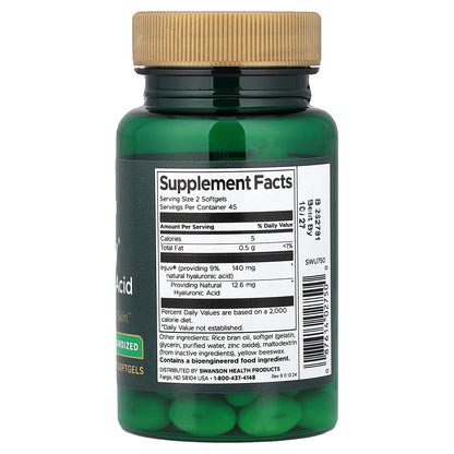 Swanson, Injuv® Hyaluronic Acid, Standardized, 70 mg, 90 Softgels