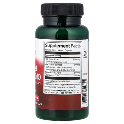 Swanson, Red Yeast Rice & CoQ10 with Milk Thistle and Alpha Lipoic Acid, 60 Vegan Capsules