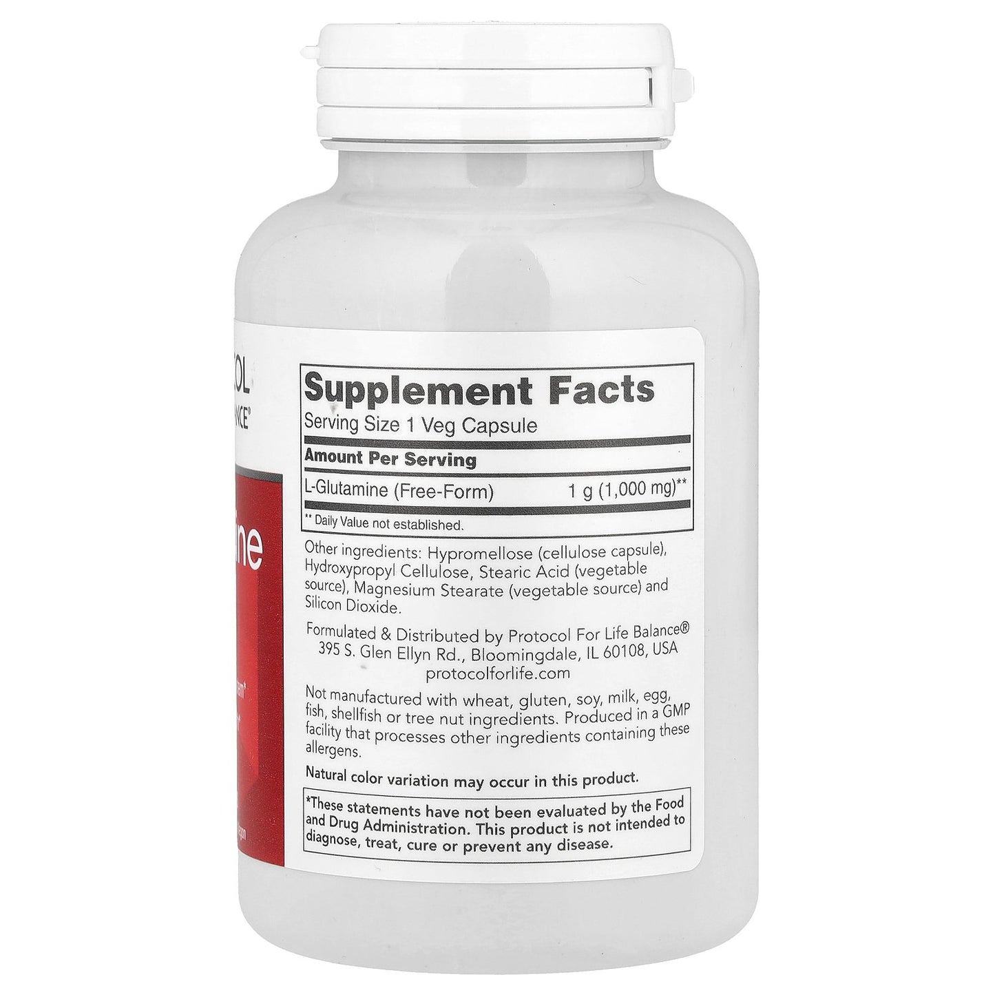 Protocol for Life Balance, L-Glutamine, 1,000 mg, 120 Veg Capsules