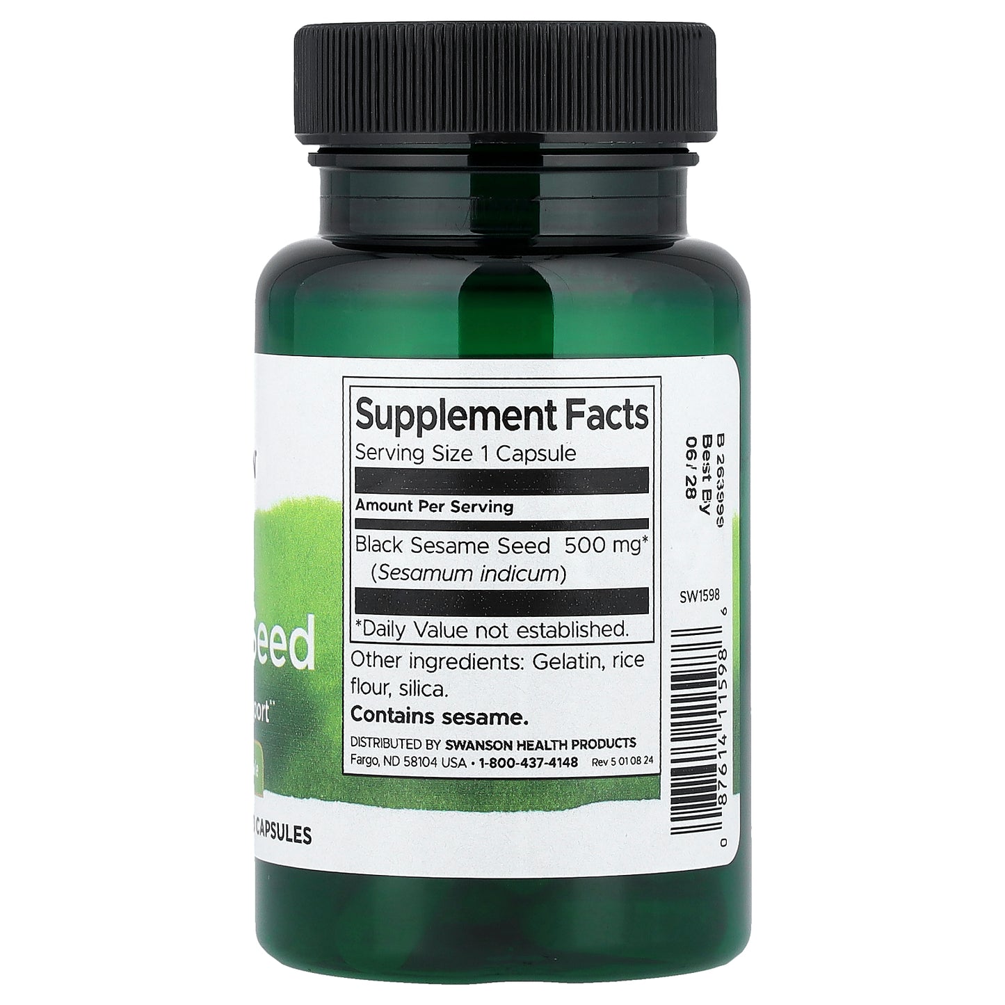 Swanson, Black Sesame Seed, 500 mg, 60 Capsules