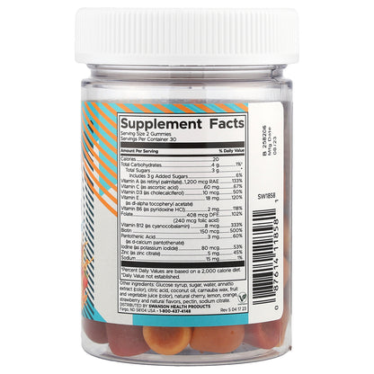 Swanson, Adult Multivitamin Gummies, Orange, Cherry, Strawberry , 60 Gummies