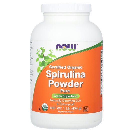 NOW Foods, Certified Organic Spirulina Powder, 1 lb (454 g)