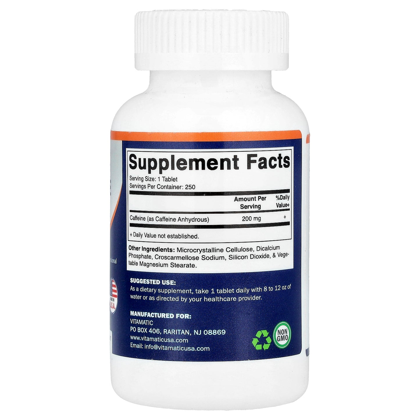 Vitamatic, Caffeine, 200 mg, 250 Tablets