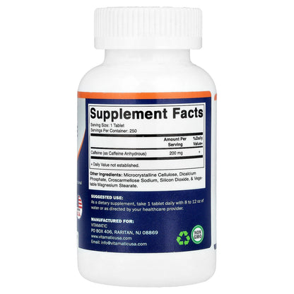 Vitamatic, Caffeine, 200 mg, 250 Tablets