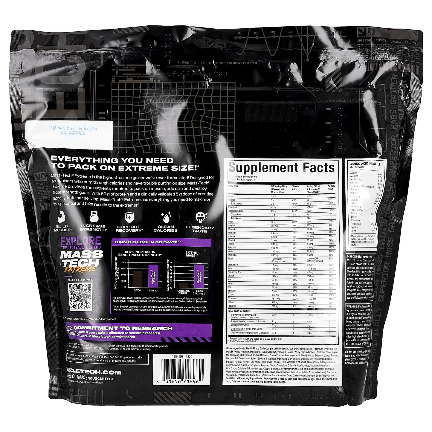 MuscleTech, Mass-Tech™ Extreme 2000, Triple Chocolate Brownie, 6 lbs (2.72 kg)
