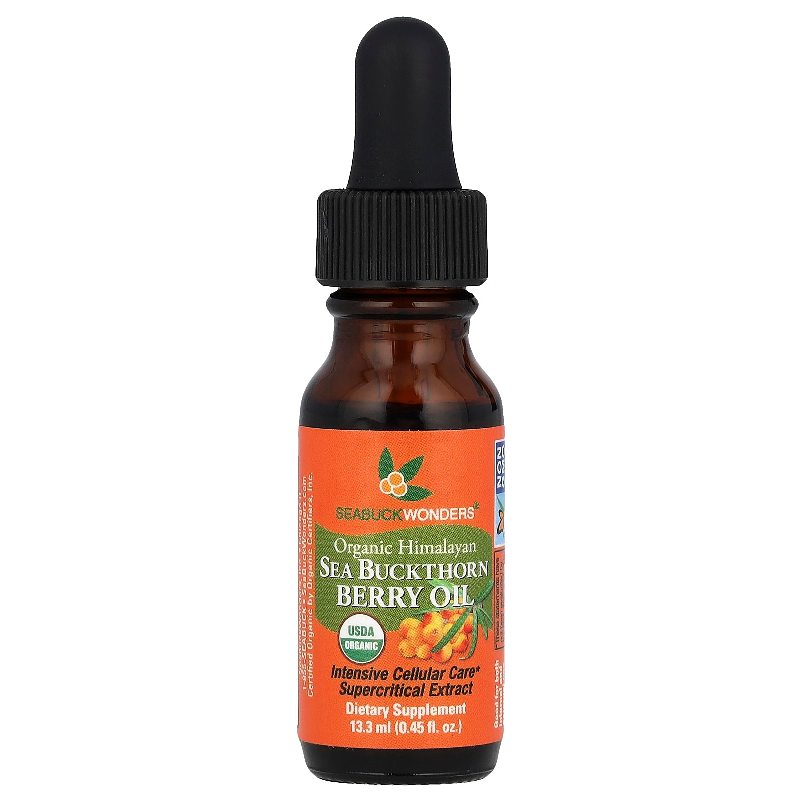 SeaBuckWonders, Organic Himalayan Sea Buckthorn Berry Oil, 0.45 fl oz (13.3 ml)