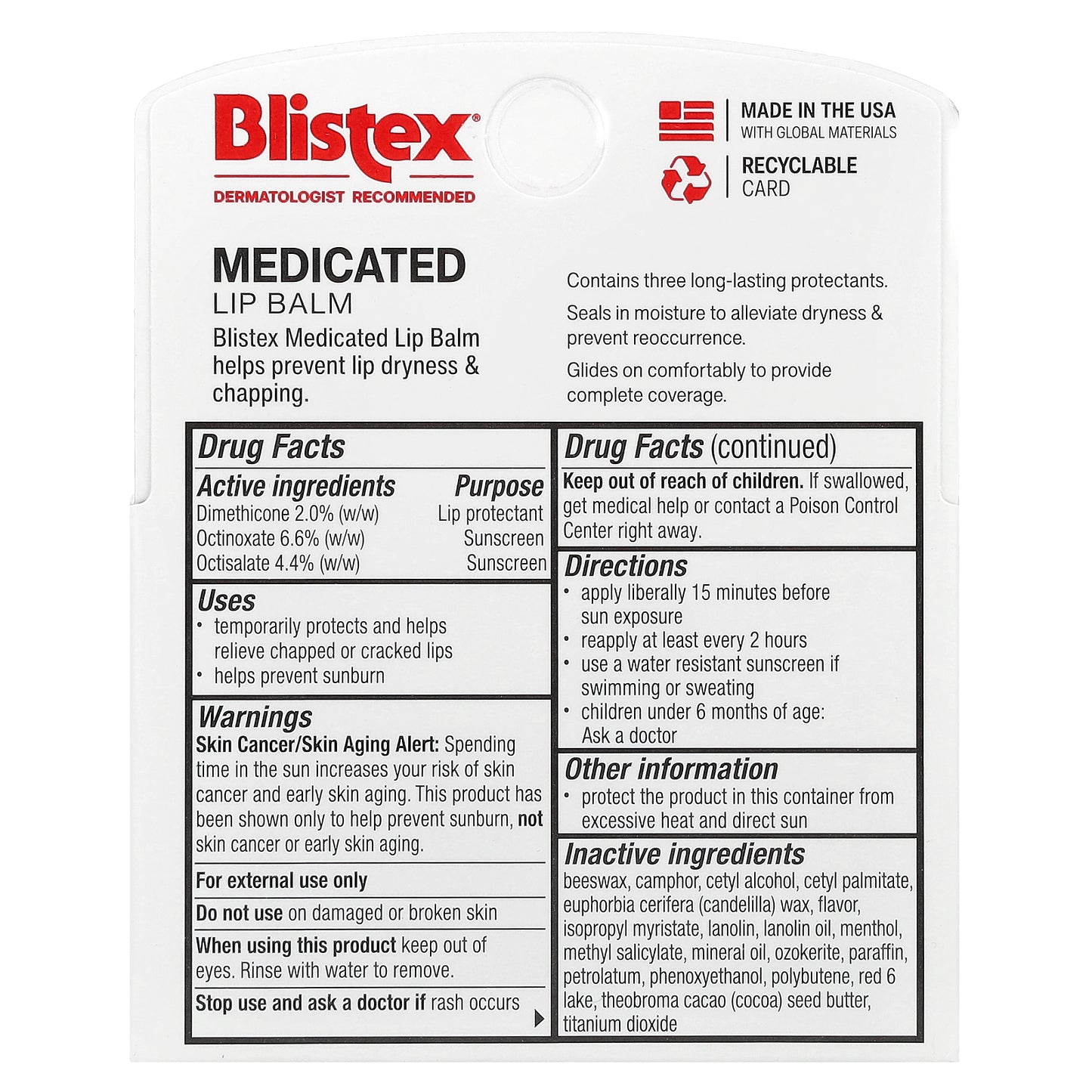 Blistex, Medicated Lip Balm, Protectant/Sunscreen, SPF 15, 3 Pack, 0.15 oz (4.25 g) Each