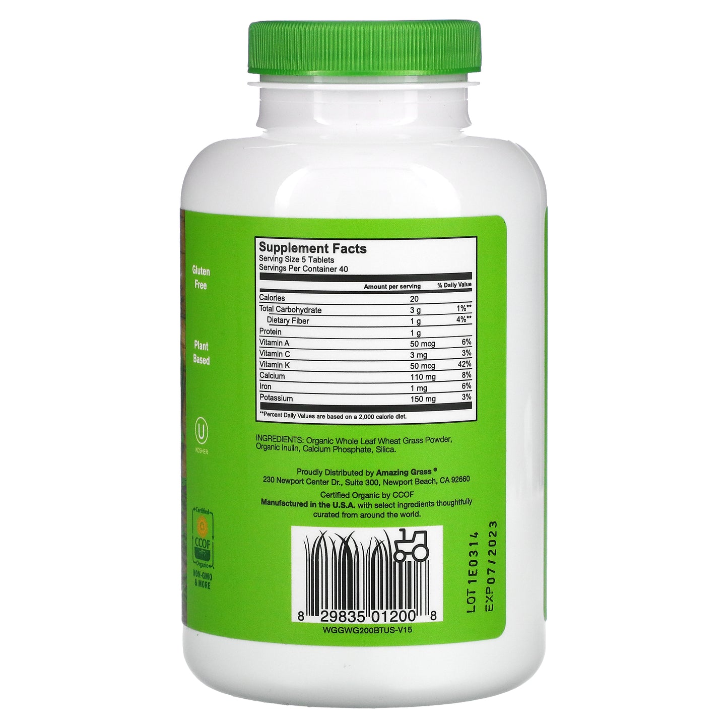 Amazing Grass, Organic Wheat Grass Tablets, 200 Tablets