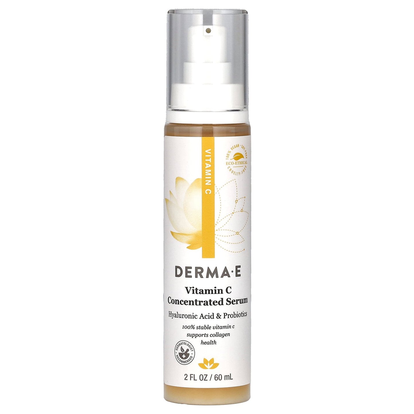 DERMA E, Vitamin C Concentrated Serum, Hyaluronic Acid Probiotics, 2 fl oz (60 ml)