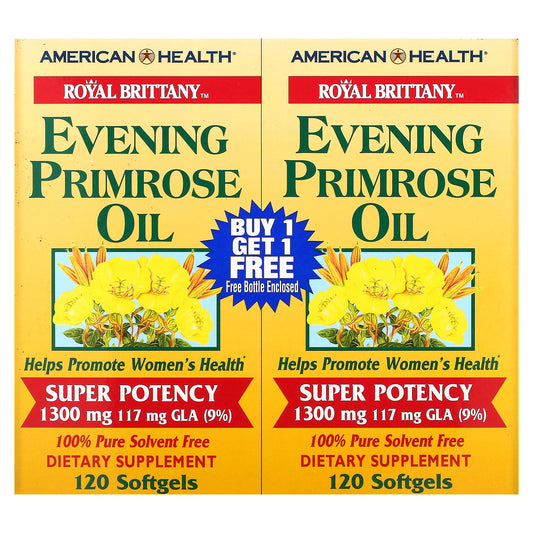 American Health, Royal Brittany, Evening Primrose Oil, 1,300 mg, 2 Bottles, 120 Softgels Each