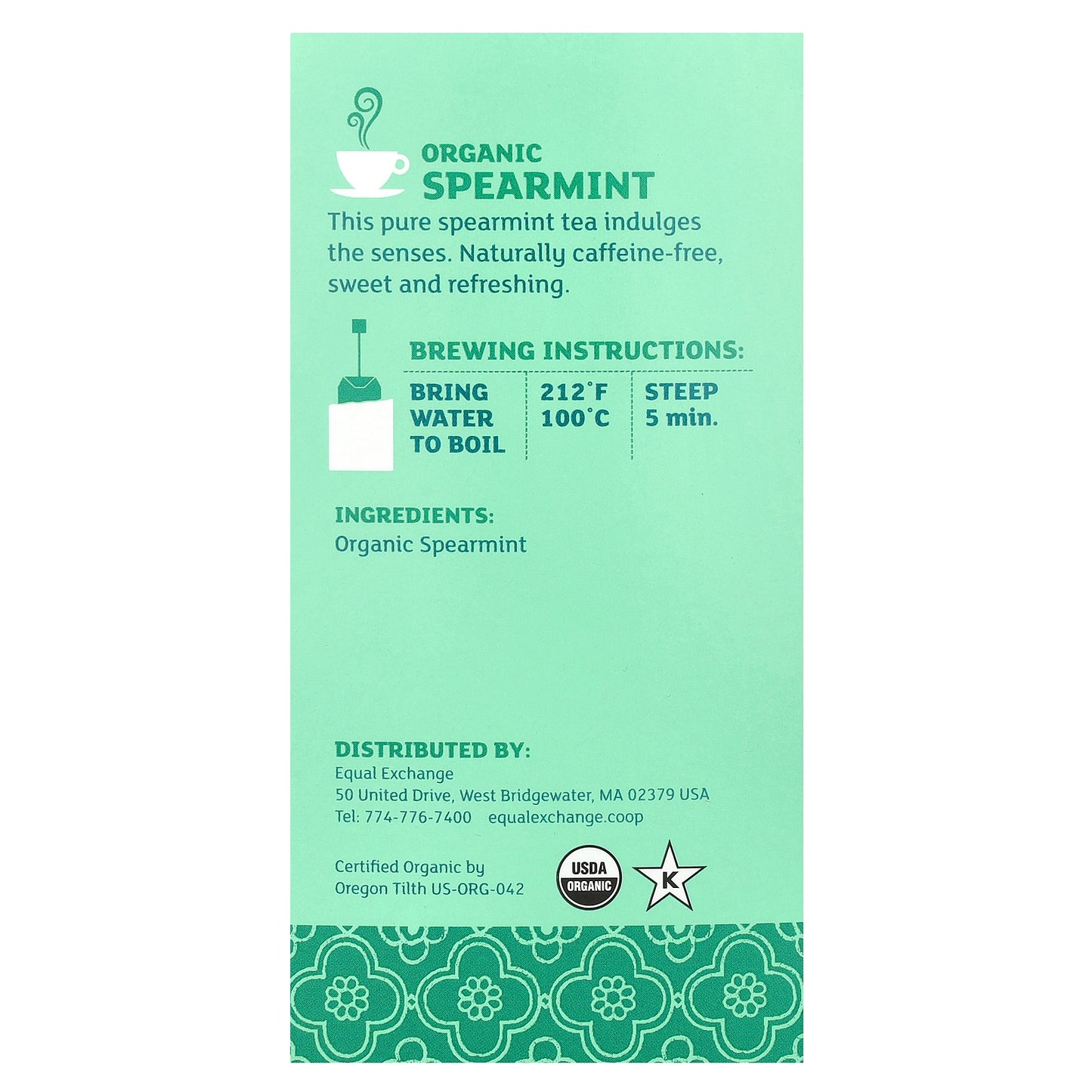 Equal Exchange, Organic Herbal Tea, Spearmint, Caffeine-Free, 20 Tea Bags, 0.99 oz (28 g)