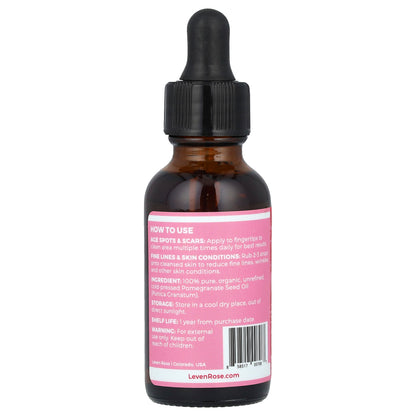 Leven Rose, 100% Pure & Organic, Pomegranate Seed Oil, 1 fl oz (30 ml)