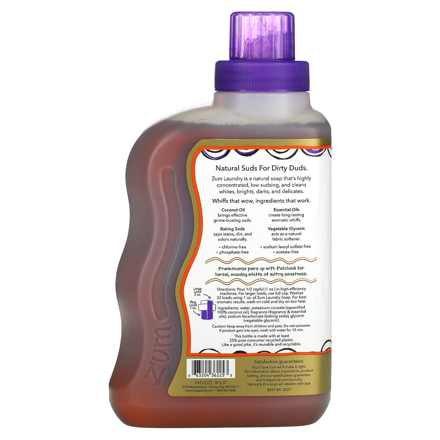 ZUM, Laundry Soap, Frankincense-Patchouli, 32 fl oz (0.94 L)