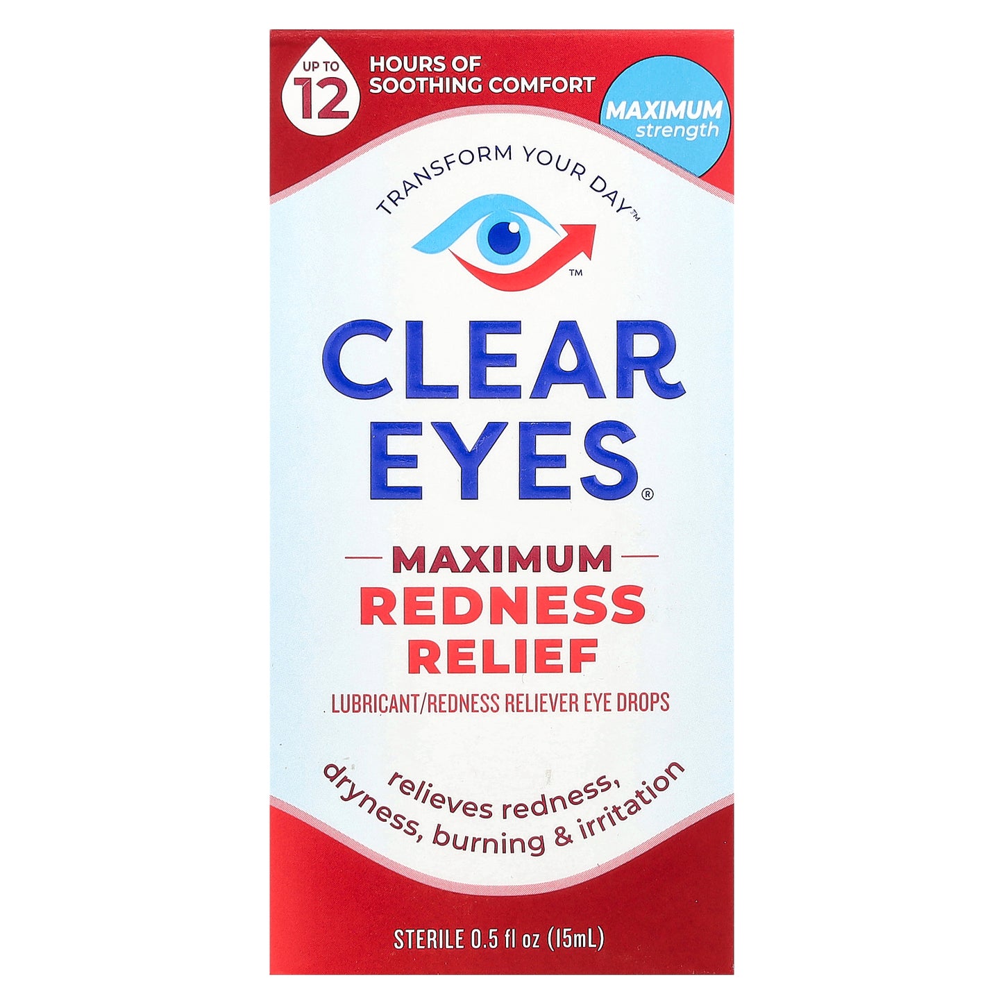 Clear Eyes, Maximum Redness Relief, Lubricant/Redness Reliever Eye Drops, 0.5 fl oz (15 ml)