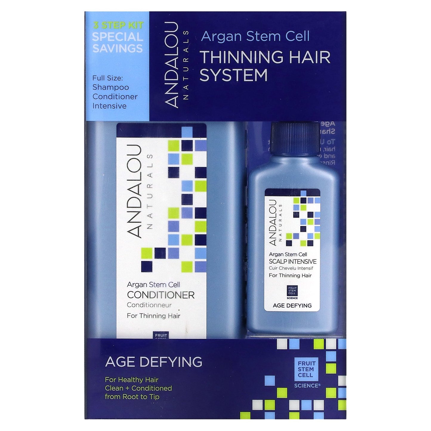 Andalou Naturals, Argan Stem Cell, Thinning Hair System, Age Defying, 3 Piece Kit