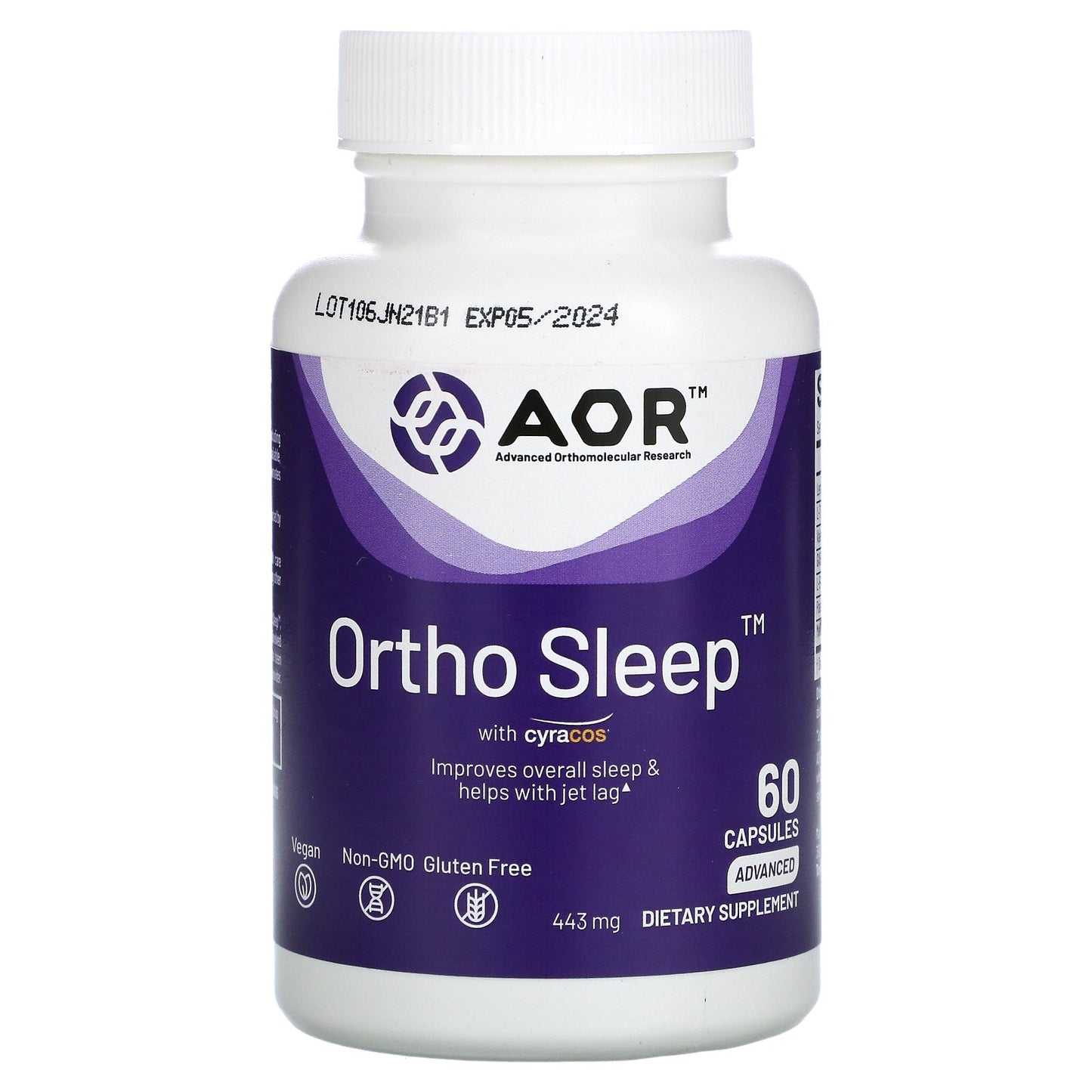 Advanced Orthomolecular Research AOR, Ortho Sleep with Cyracos, 443 mg, 60 Capsules (221 mg per Capsule)