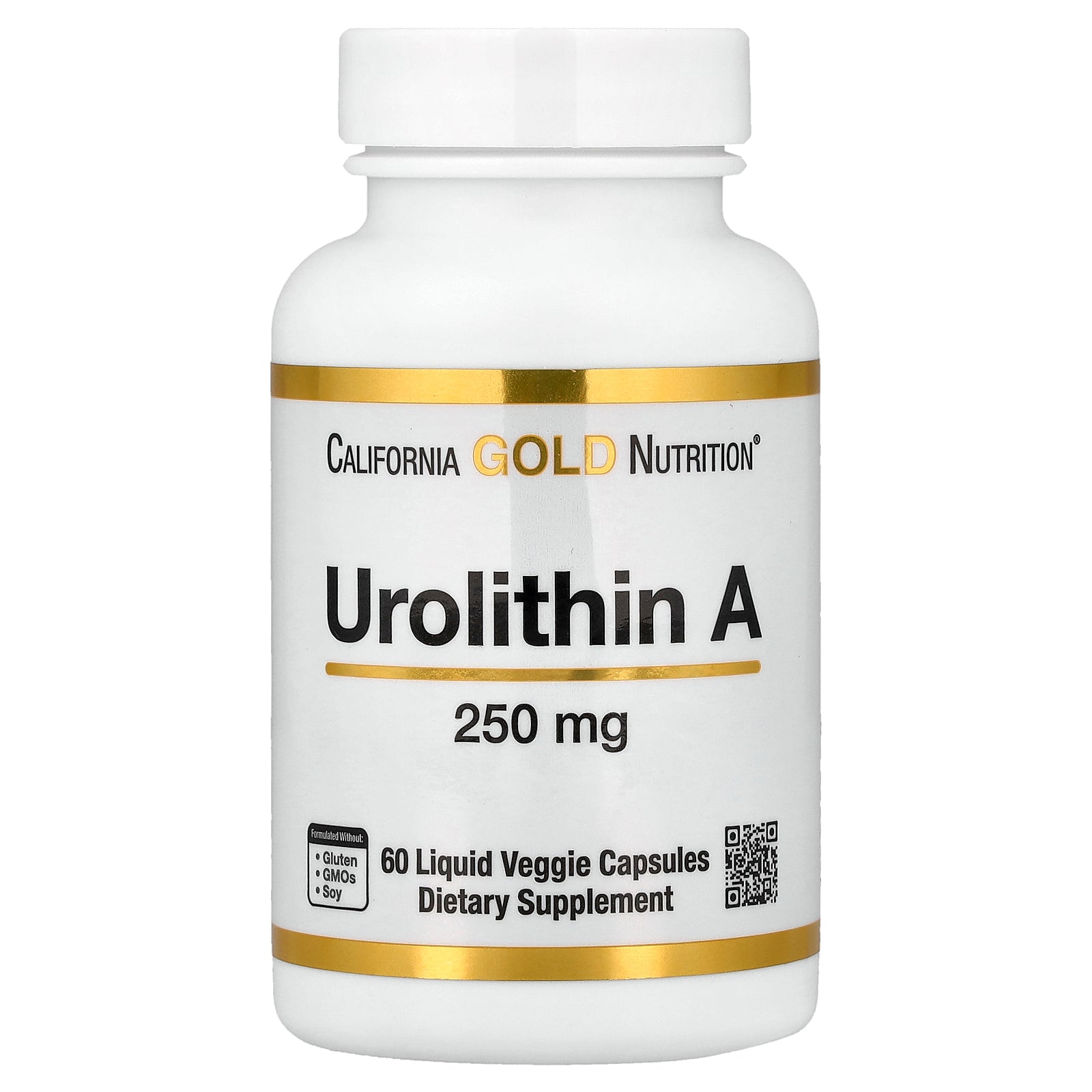 California Gold Nutrition, Urolithin A, 250 mg, 60 Liquid Veggie Capsules