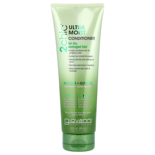 Giovanni, 2chic®, Ultra-Moist Conditioner, For Dry, Damaged Hair, Avocado + Olive Oil, 8.5 fl oz (250 ml)