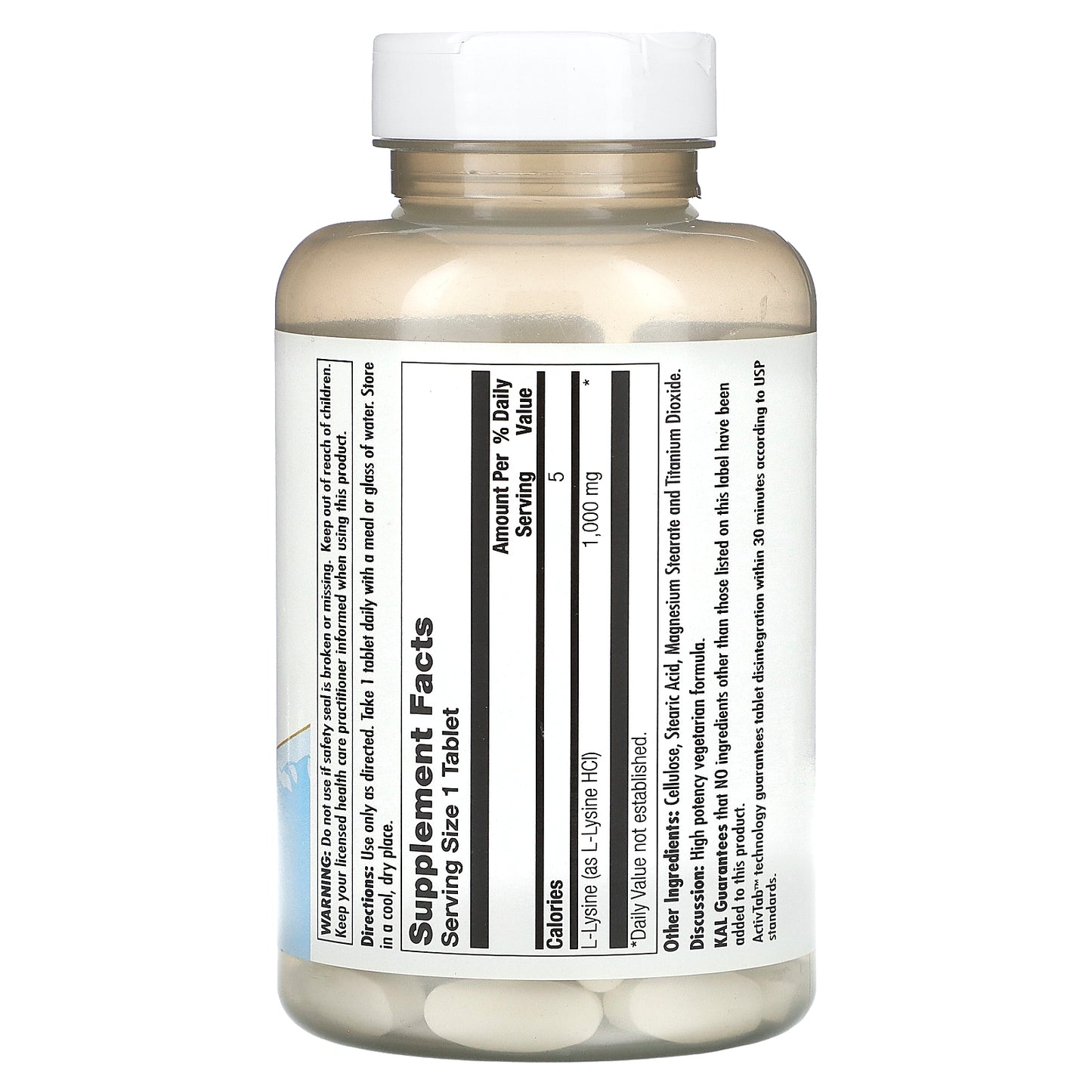 KAL, L-Lysine, 1,000 mg, 100 Tablets