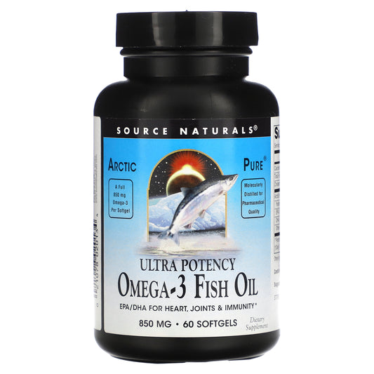 Source Naturals, Arctic Pure, Ultra Potency Omega-3 Fish Oil, 850 mg, 60 Softgels