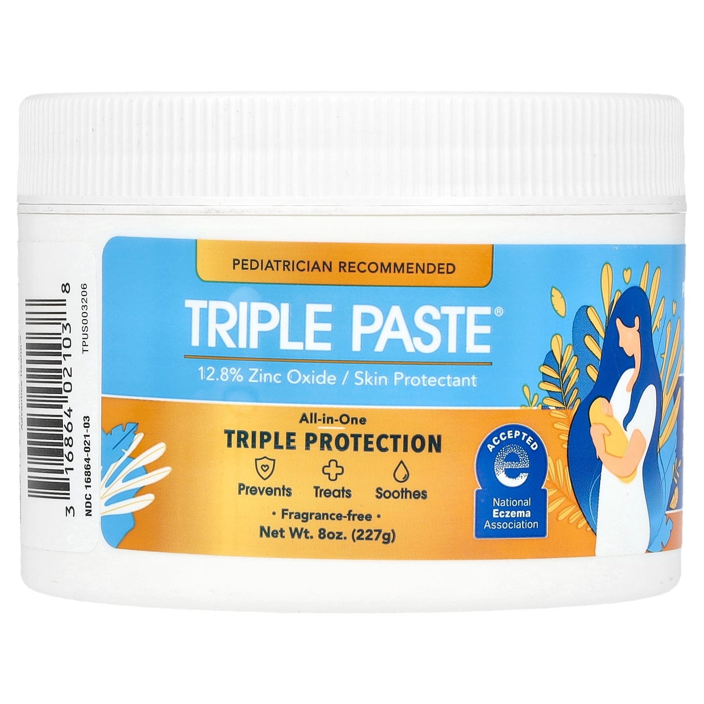 Triple Paste, Zinc Oxide Medicated Diaper Rash Ointment, Fragrance-Free, 8 oz (227 g)
