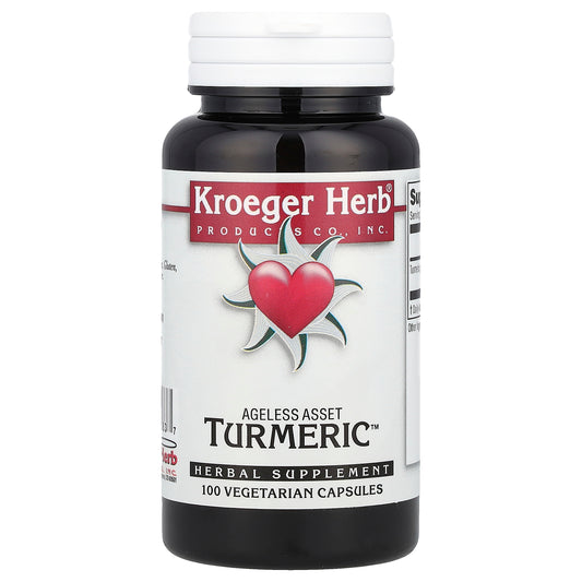 Kroeger Herb Co, Ageless Asset, Turmeric™, 100 Vegetarian Capsules