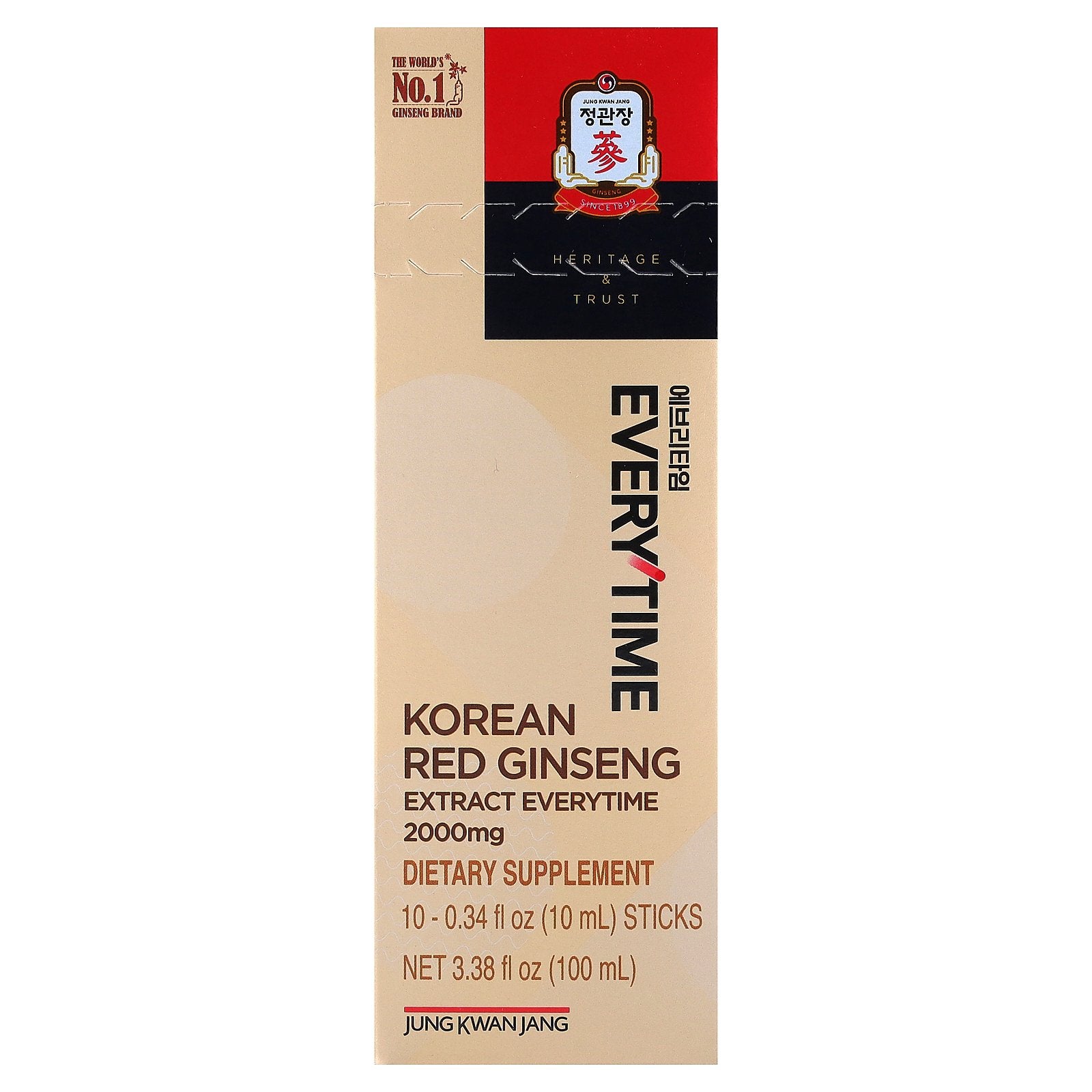 JungKwanJang, Korean Red Ginseng Extract, Everytime, 10 Sticks, 0.34 fl oz (10 ml) Each