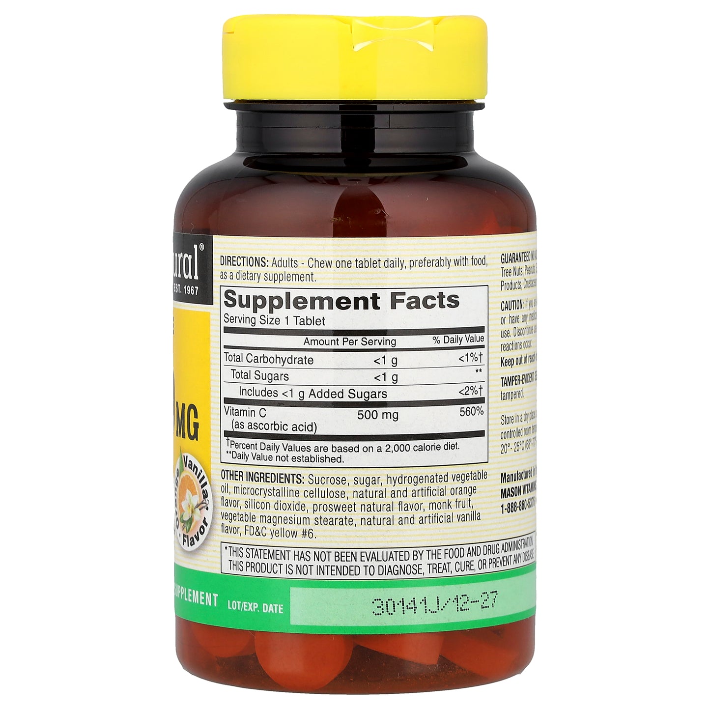 Mason Natural, Vitamin C, Orange Vanilla, 500 mg, 100 Chewables