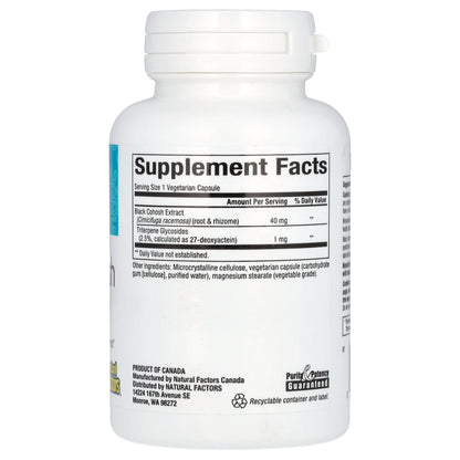 Natural Factors, WomenSense®, Black Cohosh Extract, Menopause Relief, 90 Vegetarian Capsules