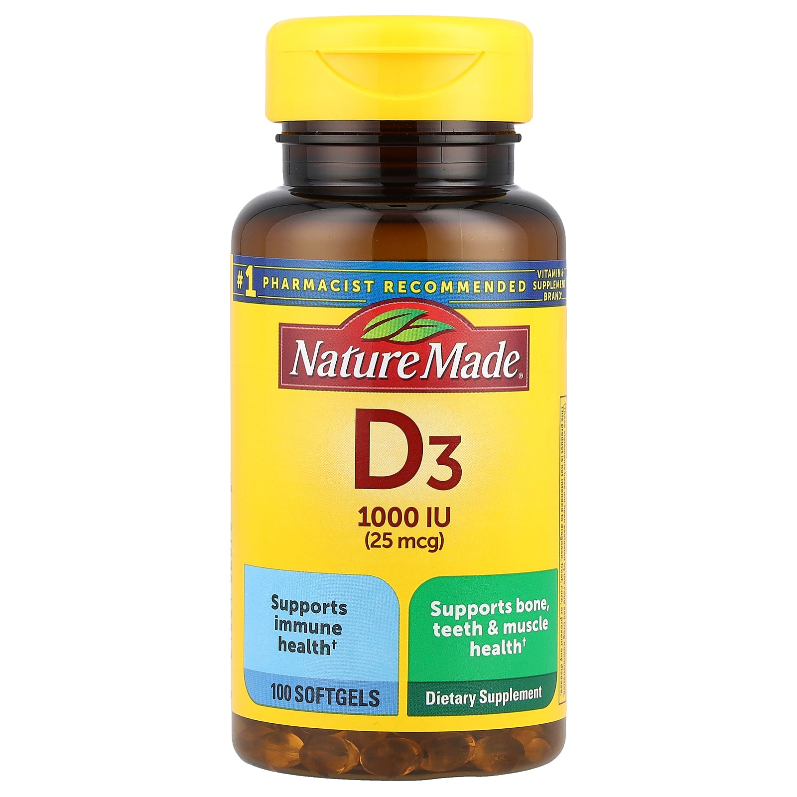 Nature Made, Vitamin D3, 25 mcg (1,000 IU), 100 Softgels