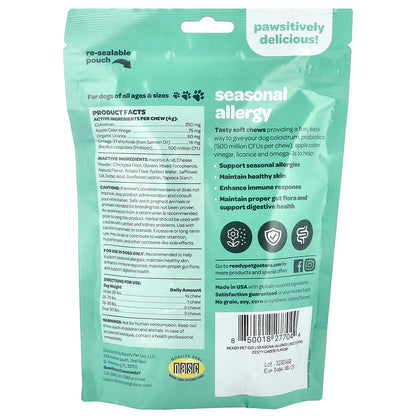 Ready Pet Go, Seasonal Allergy, For Dogs, All Ages, Zesty Cheese, 90 Soft Chews, 12.7 oz (360 g)