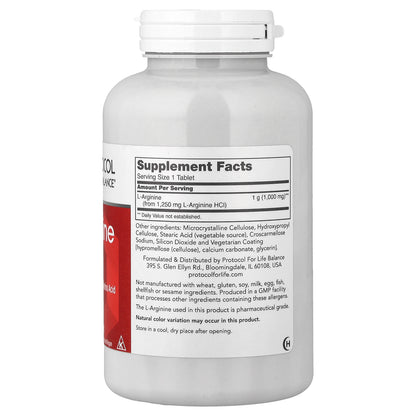 Protocol for Life Balance, L-Arginine, 1,000 mg, 120 Tablets