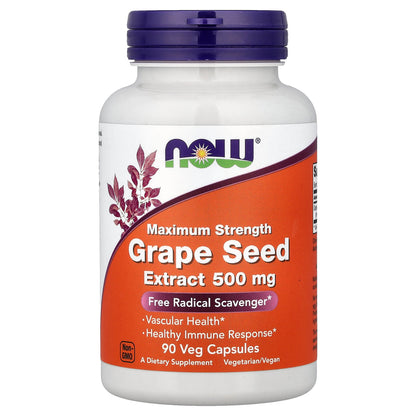 NOW Foods, Grape Seed Extract, 500 mg, 90 Veg Capsules