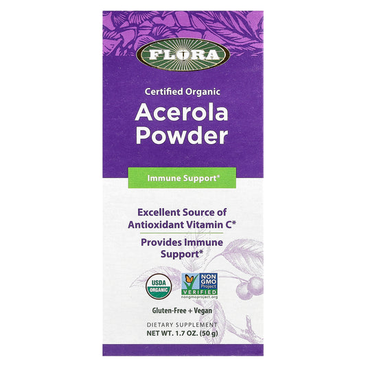 Flora, Certified Organic Acerola Powder, 1.7 oz (50 g)