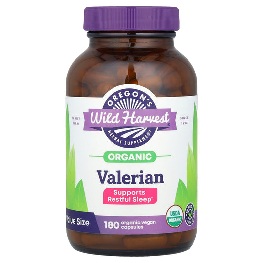 Oregon's Wild Harvest, Organic Valerian, 180 Vegan Capsules (450 mg per Capsule)